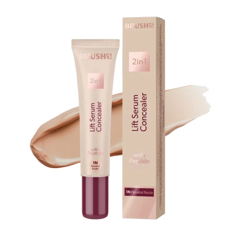 1N Neutral Nude Korektor-serum z peptydem wygładzającym zmarszczki, Lift Serum Concealer 2in1, 12ml BRUSH UP! 